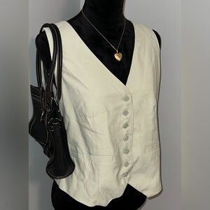 A New Day - Women’s Sage Green Linen Vest - Sz L